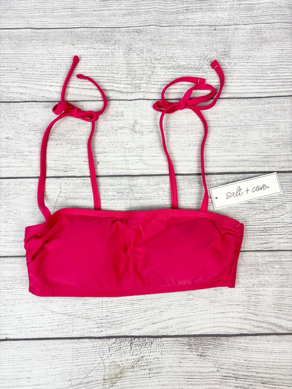 Salt + Cove Bright Pink Strap Bandeau Bikini Top New